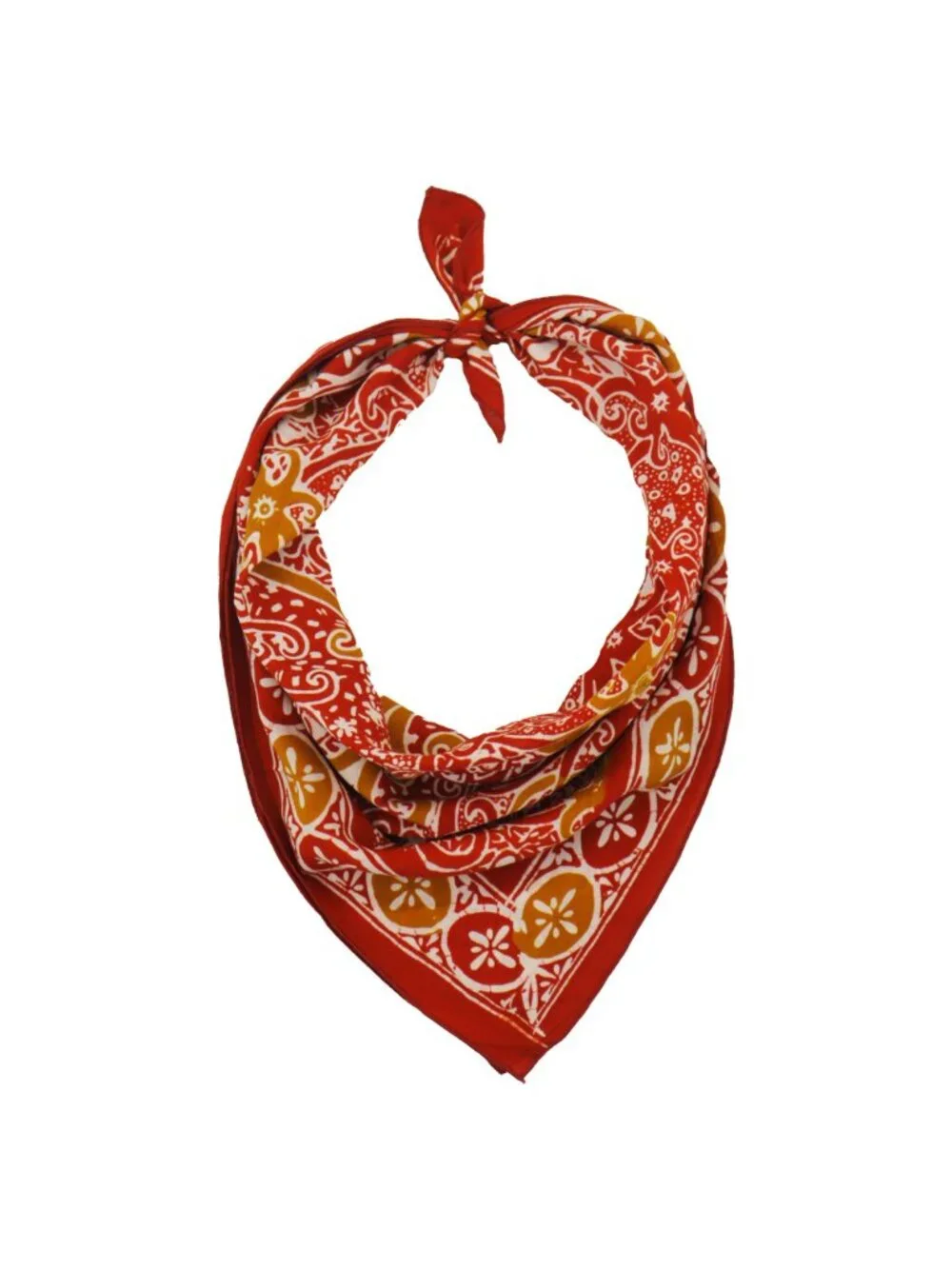 Hand Dyed Batik Bandana, Sultan's Crest, Red Yellow